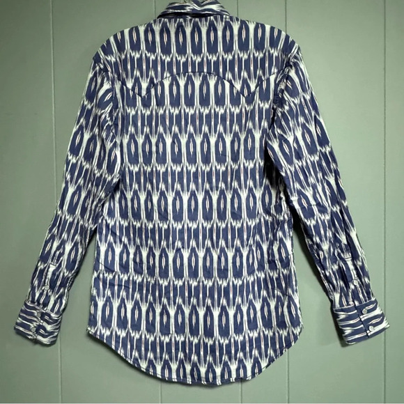 Rock & Roll Cowboy Ikat Southwestern Print Pearl Snap Western Shirt Size Small - Picture 2 of 11